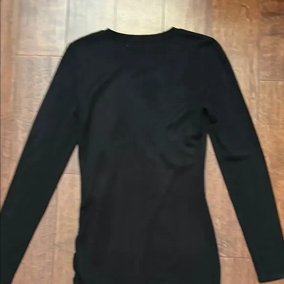 Abercrombie & Fitch Black Long Sleeve Knit Dress, Side Cinched, Size Small Tall - Picture 7 of 9